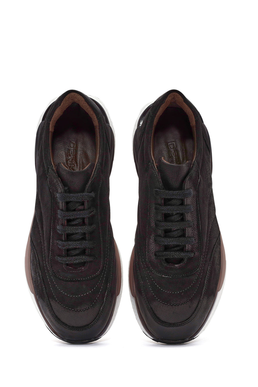 Erkek Siyah Bağcıklı Nubuk Deri Sneaker