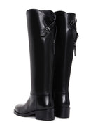 Women's Black Zippered Buckle Detailed Leather Boots | Derimod