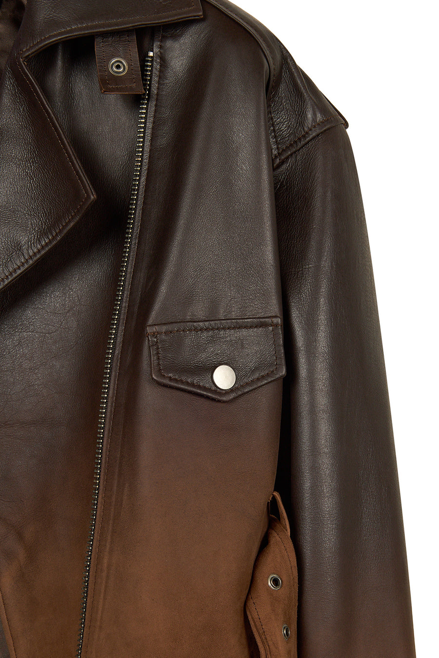 Soho Woman Brown Short Oversize Biker Suede Jacket