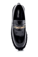 Women's Leather Patent Leather Buckle Loafer | Derimod