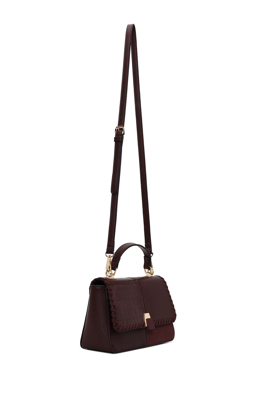 Woman Burgundy Long-Strap Shoulder Bag