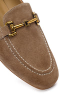 Women's Mink Suede Leather Loafer with Buckle | Derimod