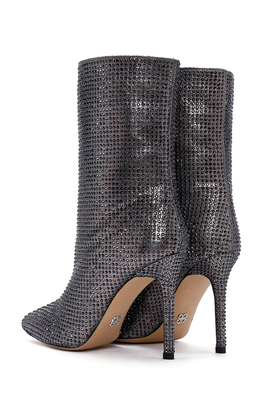 Women's Anthracite Stone Thin Heeled Leather Boots