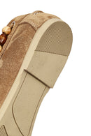 Women's Tan Suede Leather Loafer with Accessory Details | Derimod
