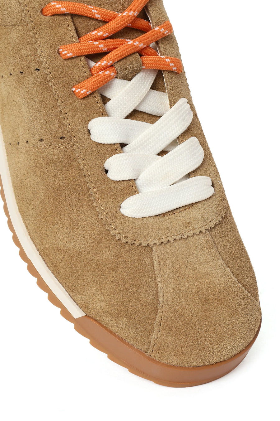 Women's Beige Lace-Up Suede Leather Sneaker