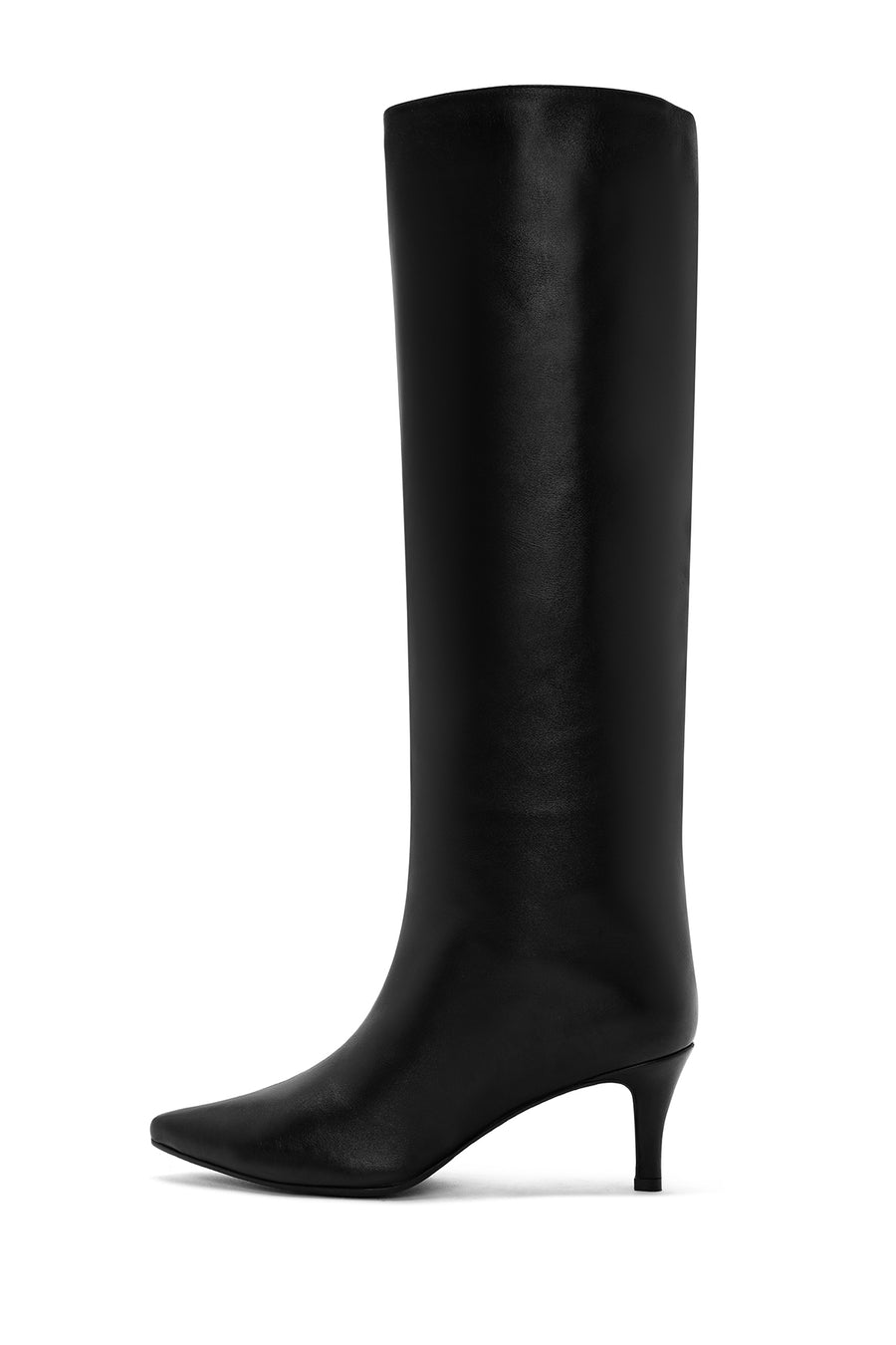 Women's Black Thin Heeled Leather Boots