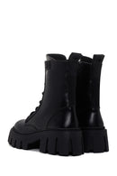 Women's Black Thick Soled Zippered Leather Boots | Derimod