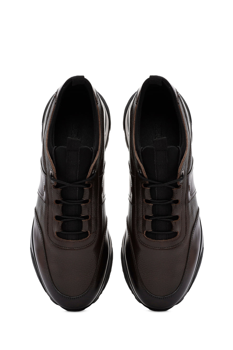 Erkek Kahverengi Bağcıklı Deri Casual Sneaker