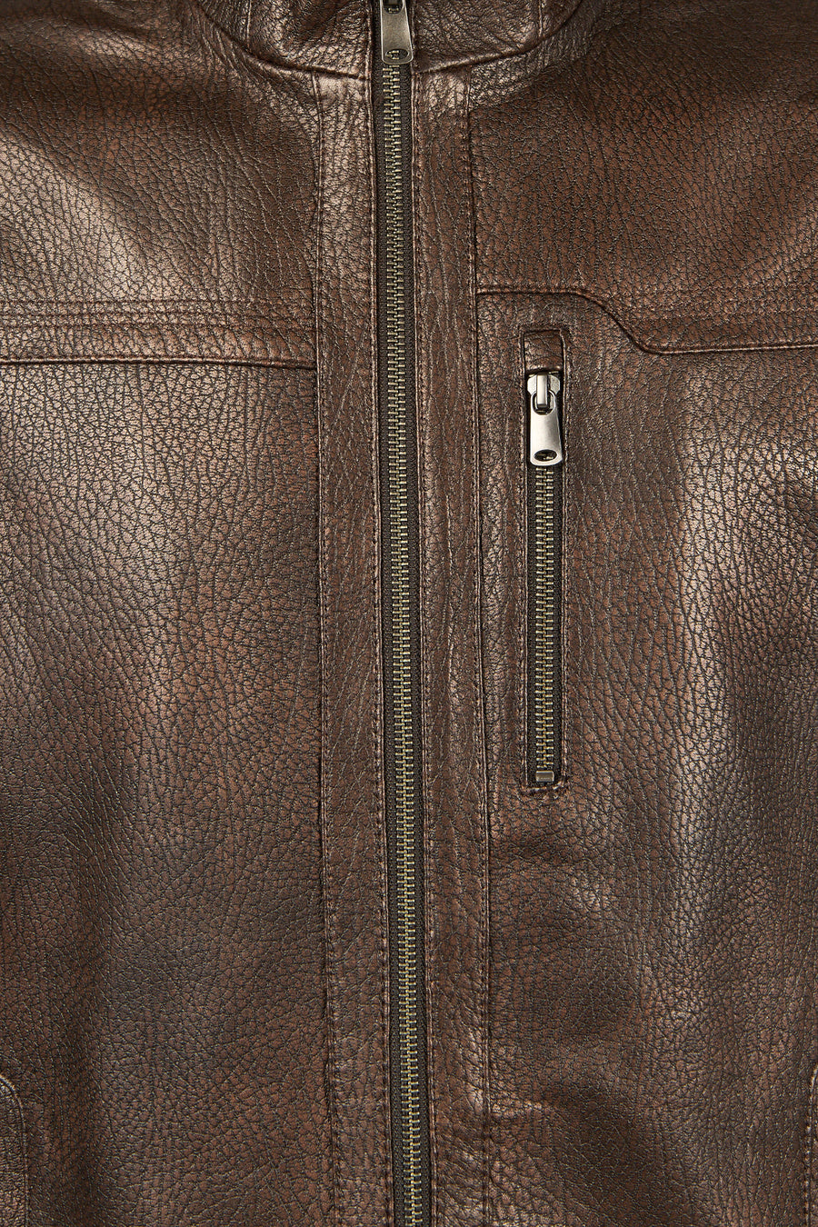 Oscar Male Brown Zippered Leather Jacket