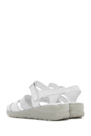 Women's White Strappy Leather Comfort Sandals | Derimod