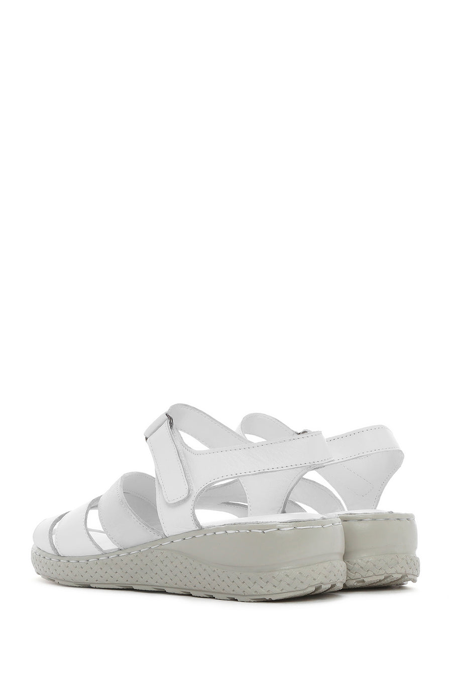 Women's White Strappy Leather Comfort Sandals