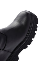 Women's Black Thick Soled Zippered Leather Boots | Derimod