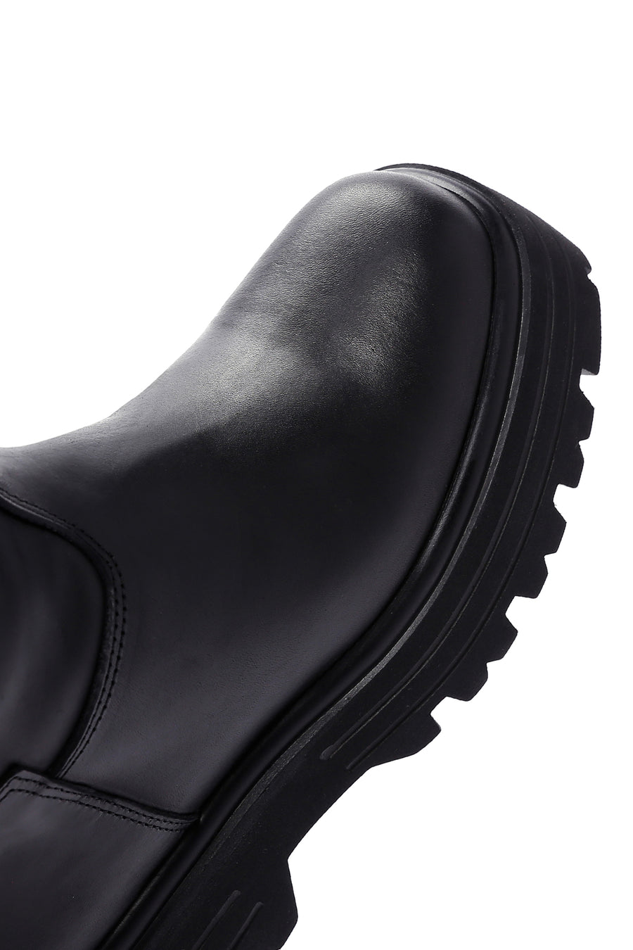 Women's Black Thick Soled Zippered Leather Boots