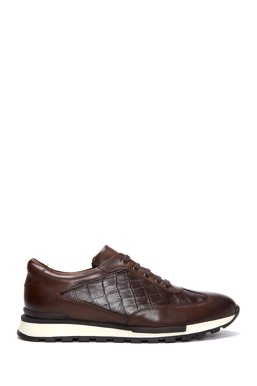 Erkek Kahverengi Deri Desenli Sneaker 22WFD640414 | Derimod