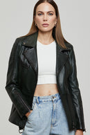 Mayfair Women's Black Leather Jacket | Derimod