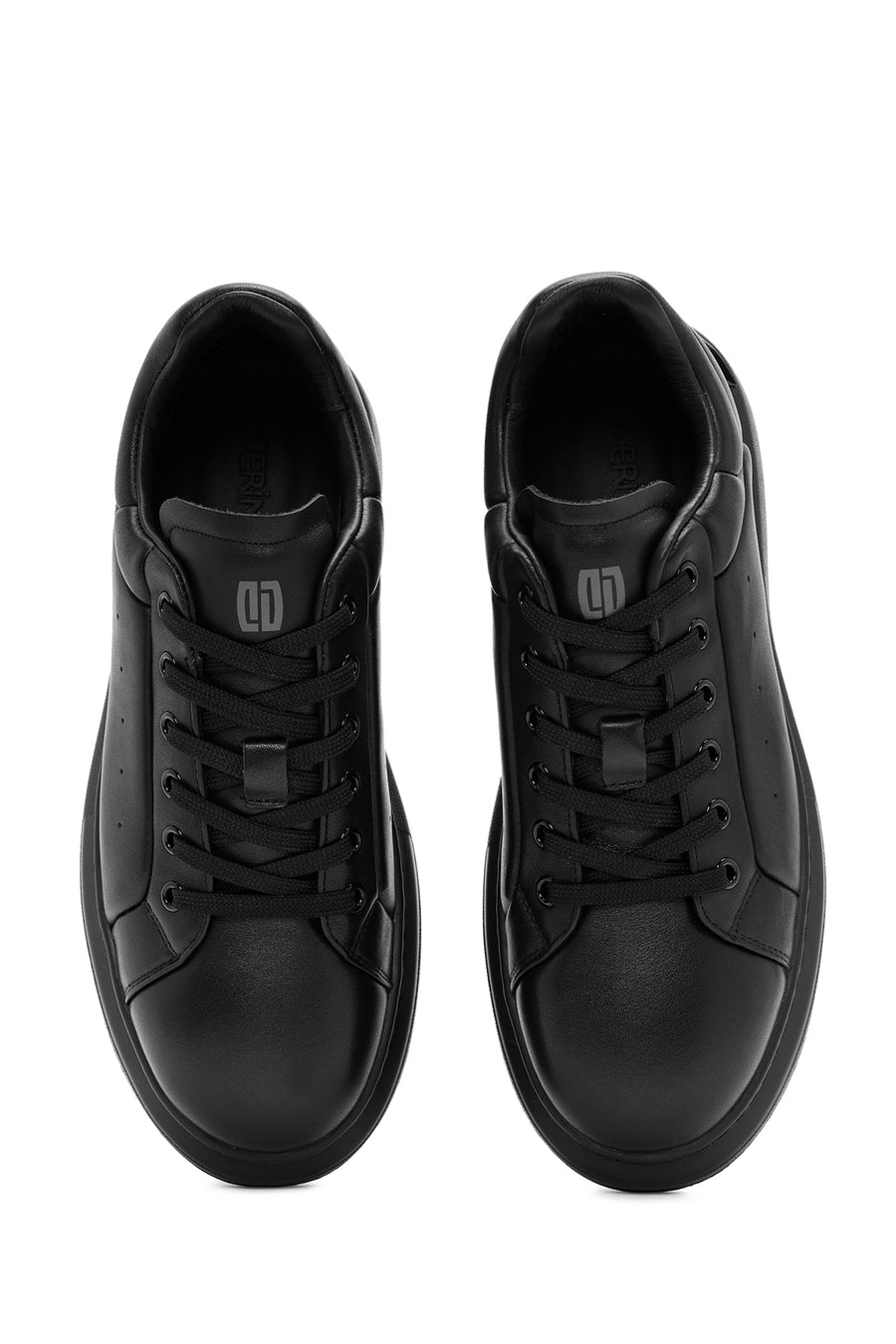 Erkek Siyah Bağcıklı Kalın Tabanlı Deri Sneaker