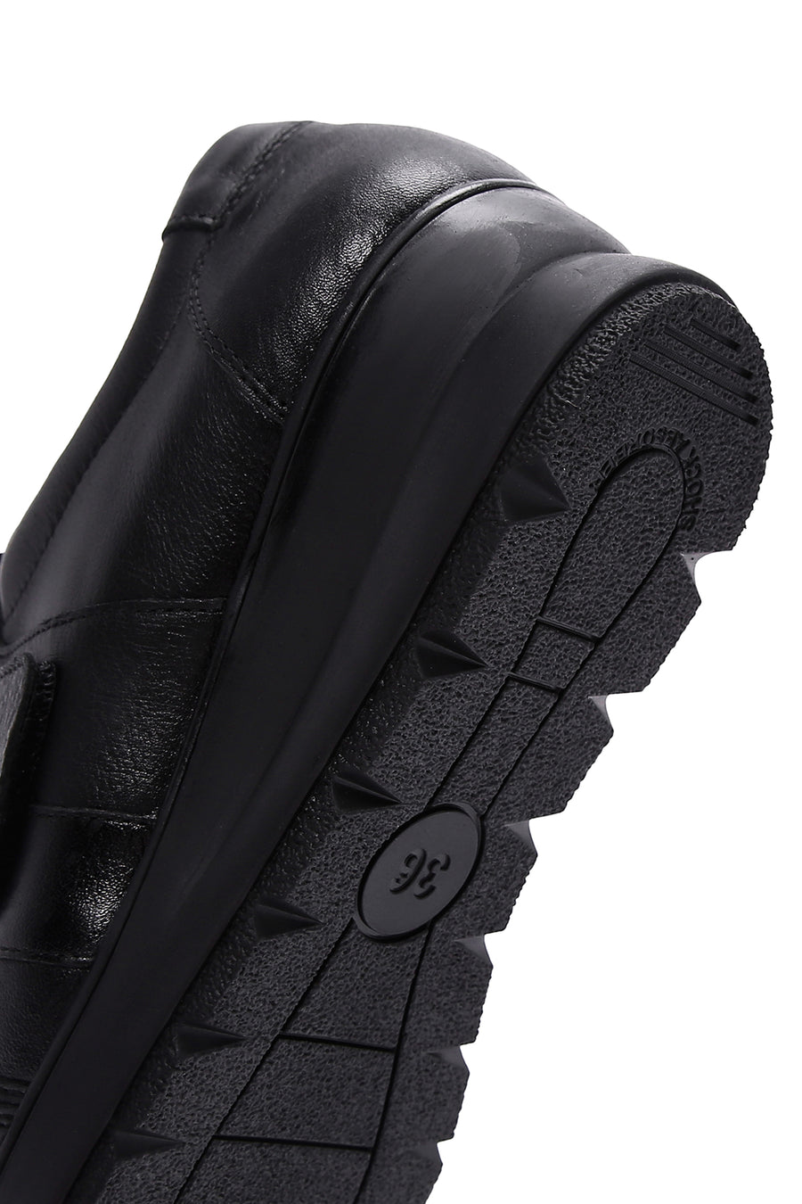 Women's Black Leather Wedge Heeled Comfort Shoes