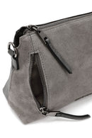 Woman Gray Long-Strap Suede Crossbody Bag | Derimod