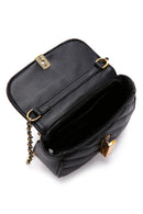 Women's Black Long Strap Quilted Crossbody Bag | Derimod