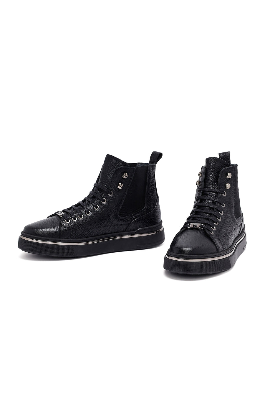 Men's Black Lace-Up Leather Sports Boots