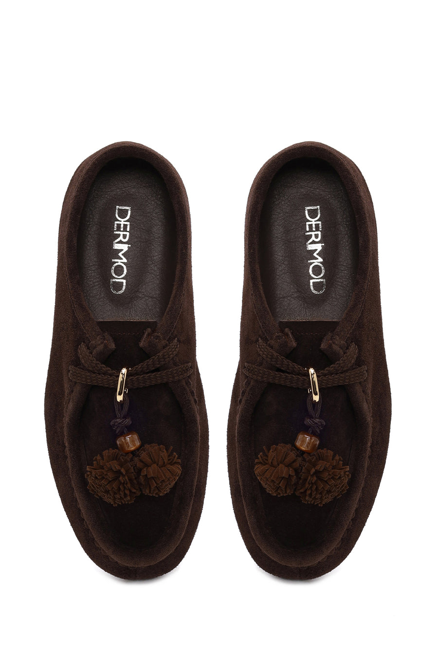 Woman Brown Lace-up Tasselled Suede Casual Shoes