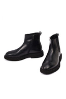 Men's Black Zippered Leather Boot | Derimod