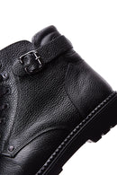 Men's Black Leather Zippered Boots | Derimod