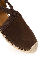 Women's Brown Suede Leather Espadrilles | Derimod