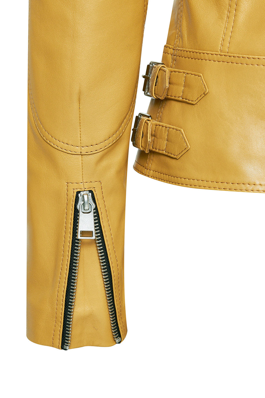 Latoya Women's Yellow Double Breasted Leather Jacket