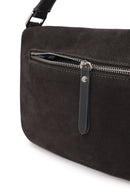 Woman Gray Long-Strap Suede Crossbody Bag | Derimod