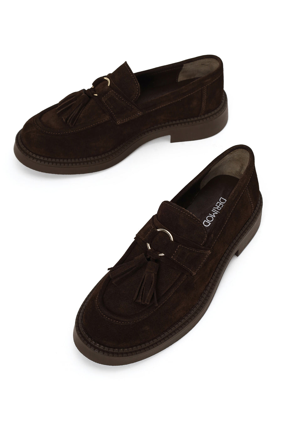 Woman Brown Thick-Soled Tassel Suede Loafer