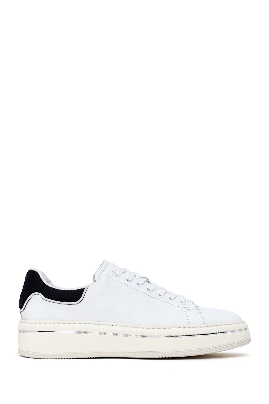 Erkek Beyaz Bağcıklı Kalın Tabanlı Deri Sneaker 26SFD611318 | Derimod
