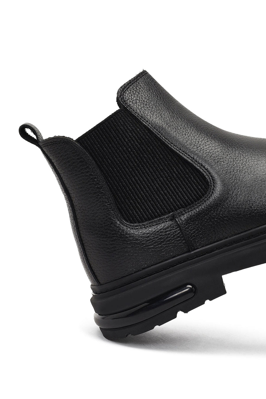 Male Black Thick-Soled Leather Chelsea Boots