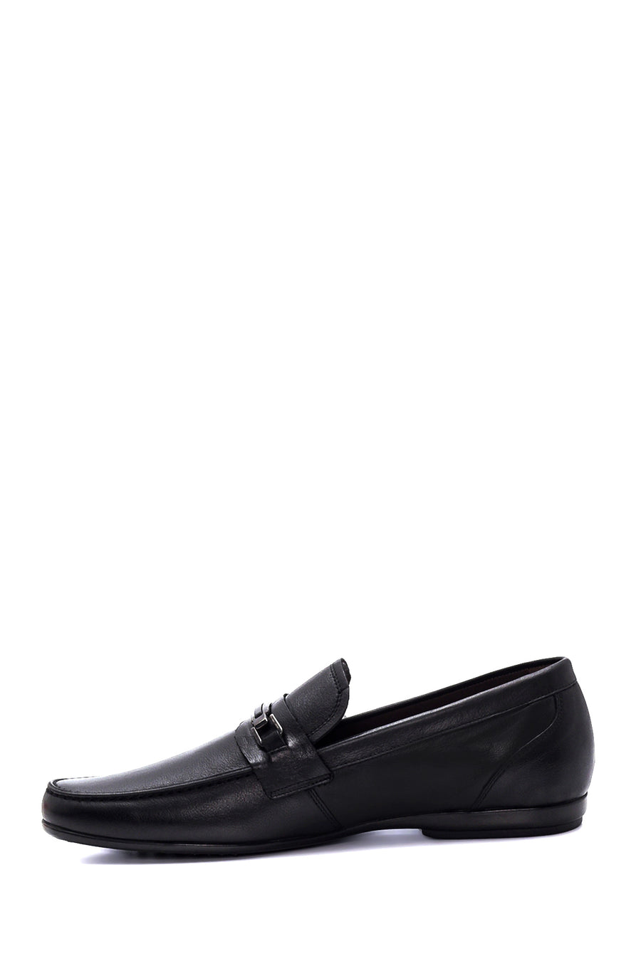 Erkek Siyah Deri Tokalı Casual Loafer