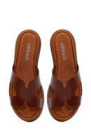 Woman Brown Thick-Soled Leather Slipper | Derimod