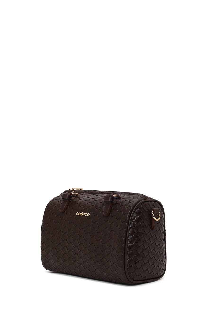 Woman Brown Long-Strap Knitted Shoulder Bag