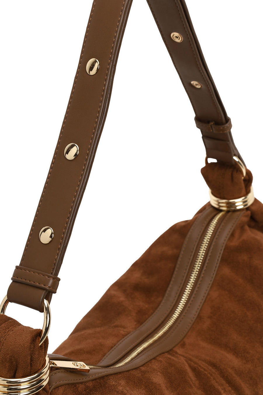 Woman Camel Suede Shoulder Bag