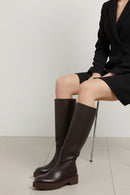 Women's Brown Thick-Soled Leather Boot | Derimod