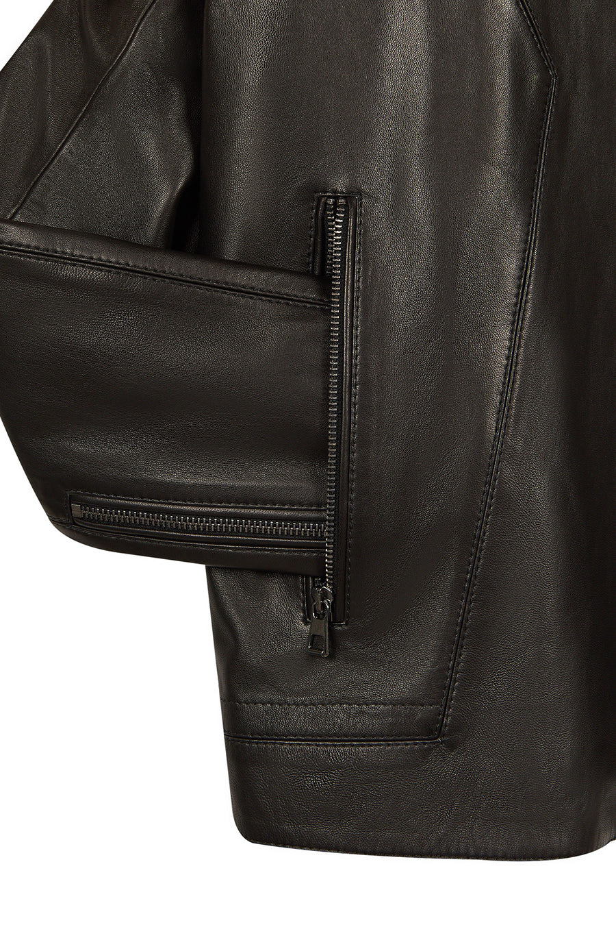 Musiala Erkek Siyah Slim-Fit Deri Ceket