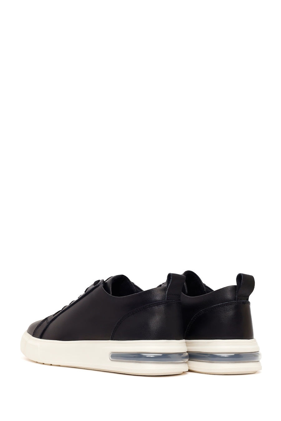 Erkek Siyah Bağcıklı Deri Sneaker