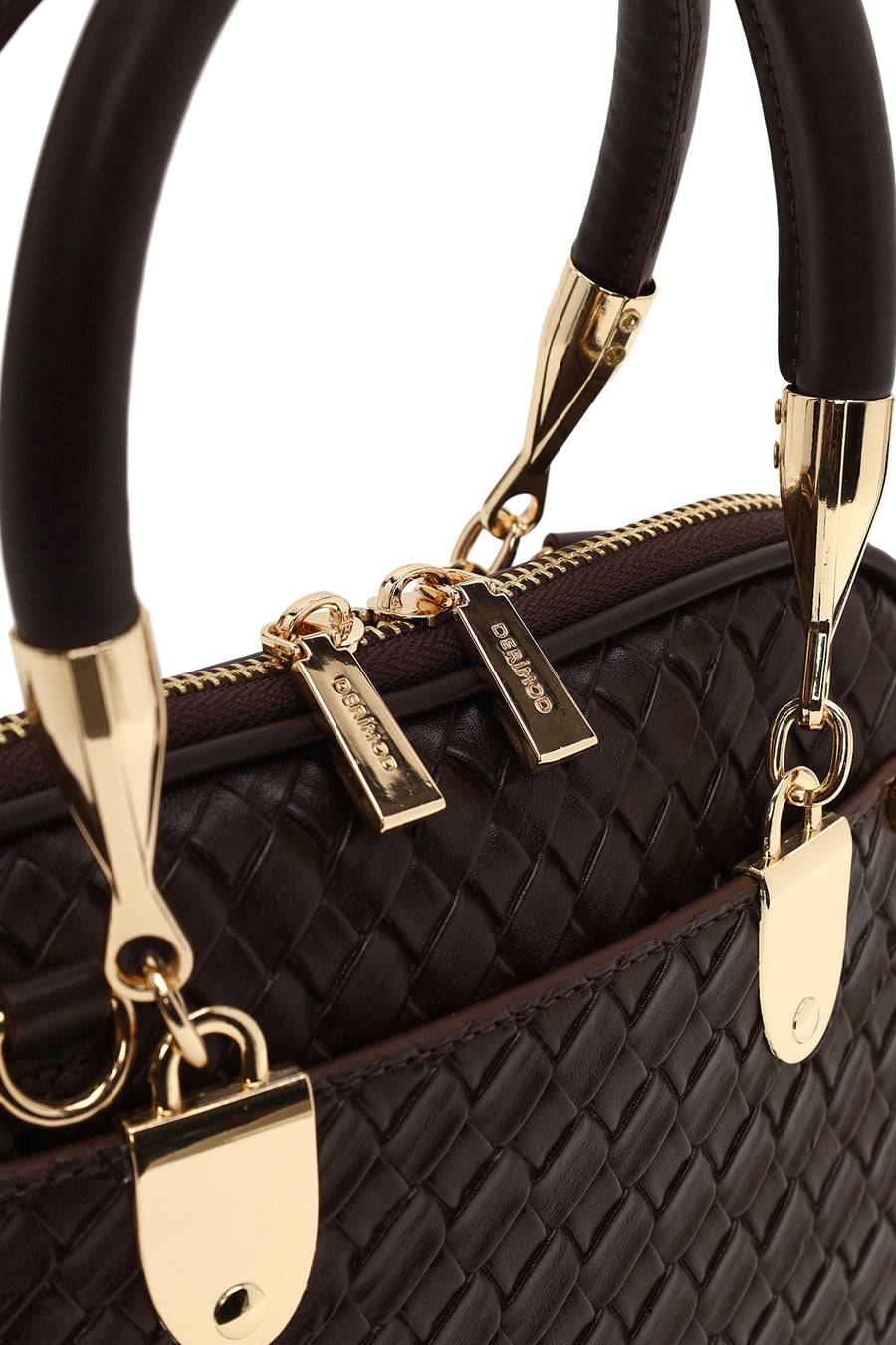 Woman Brown Long-Strap Knitted Classic Shoulder Bag