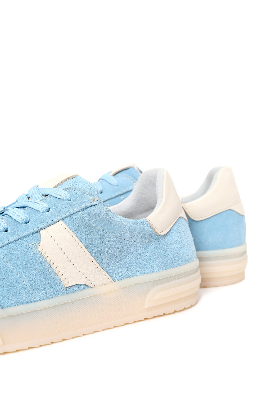 Woman Blue Lace-Up Suede Leather Sneakers