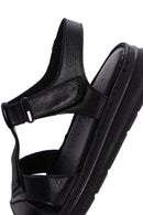 Women's Black Leather Comfort Sandals | Derimod