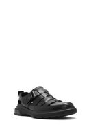 Erkek Siyah Deri Casual Sandalet | Derimod