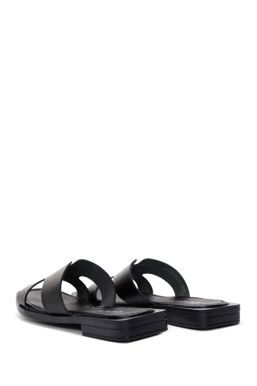 Women's Black Leather Slippers