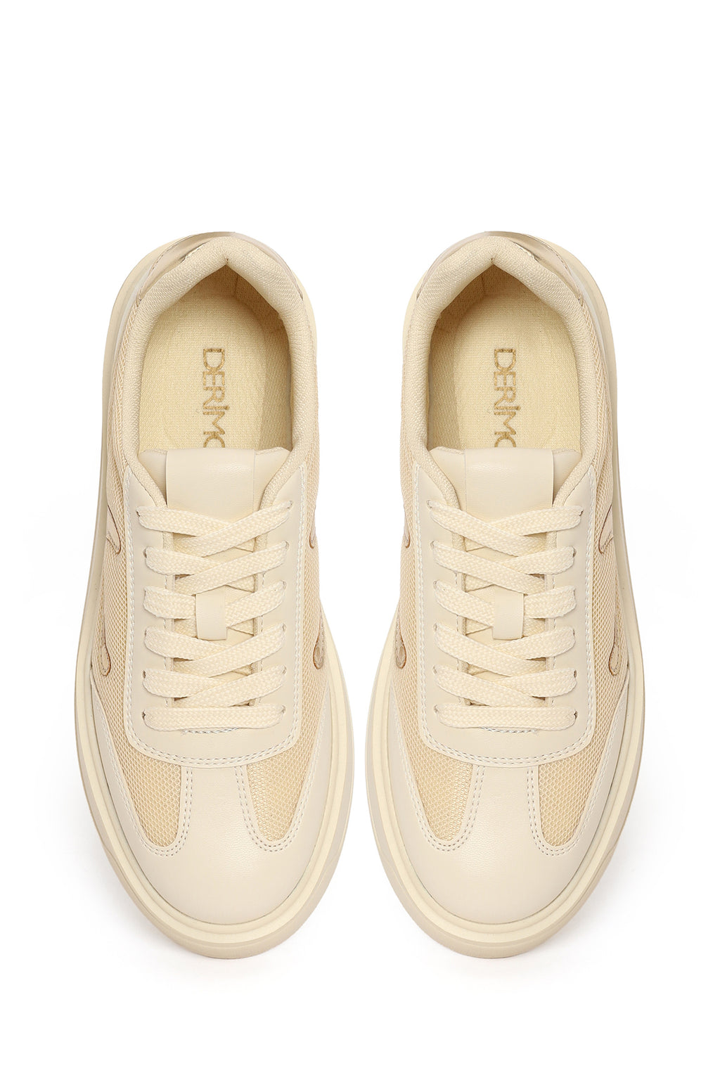 Kadın Bej Bağcıklı Sneaker