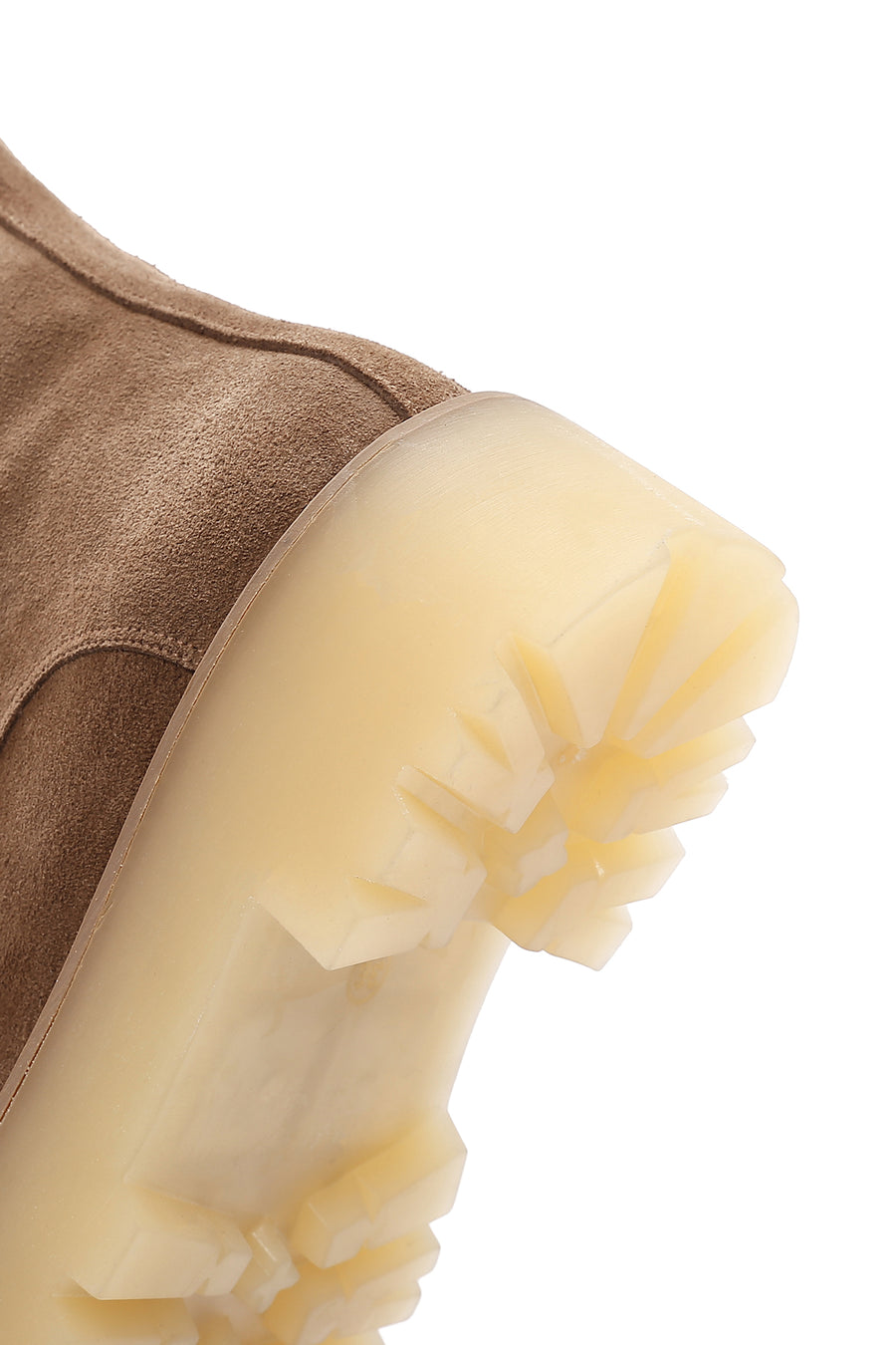 Women's Tan Thick Soled Zippered Suede Leather Boots