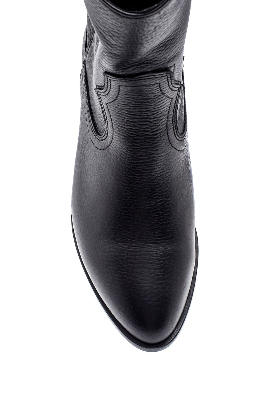 Women's Black Leather Heeled Cowboy Boots