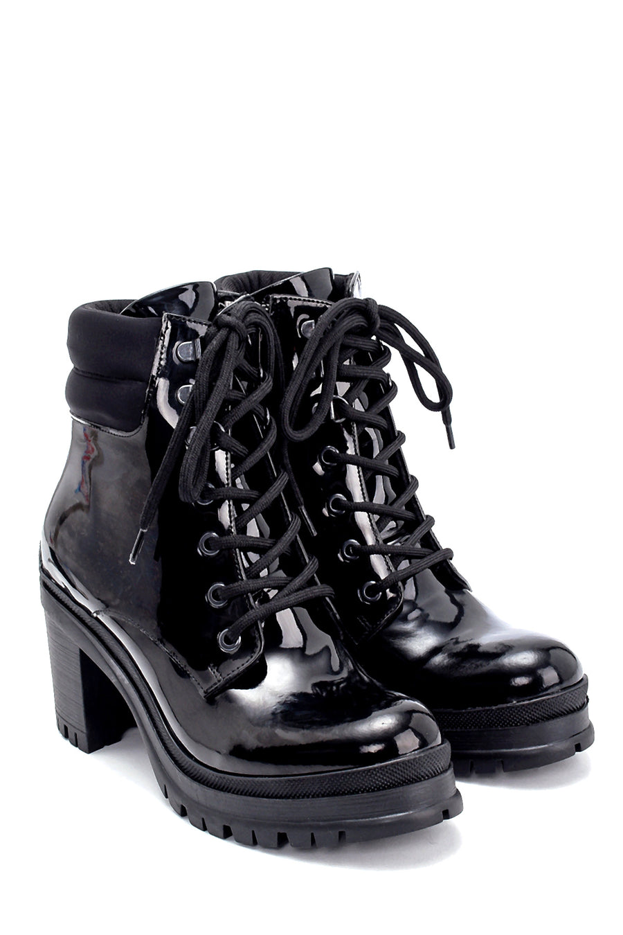 Women's Patent Leather Heeled Boots