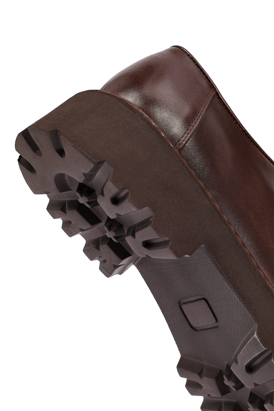 Male Brown Lace-Up Thick-Soled Leather Casual Shoe